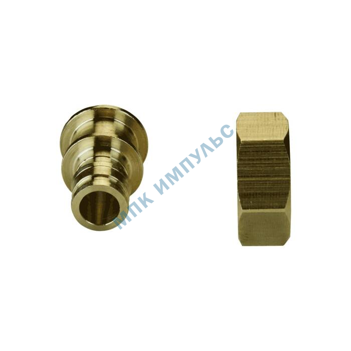 Соединитель для PE-X труб радиальный латунь Дн 20х1" под плоское уплотнение с накидной гайкой без прокладки РОС — изображение 4