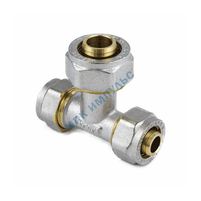 Тройник переходной МП латунь никель обжим Дн 16х20х16 ГОСТ 32415-2013 7012 Aquasfera 7012-01 — изображение 3
