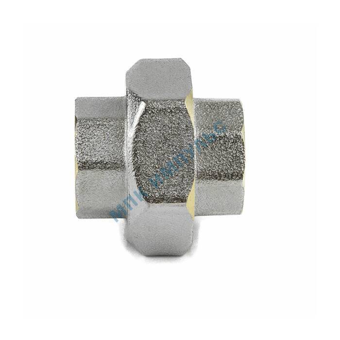 Соединитель латунь никель американка Ду 15 (1/2") прямой ВР/ВР 9012 ГОСТ 32585-2013 Aquasfera 9012-01 — изображение 9