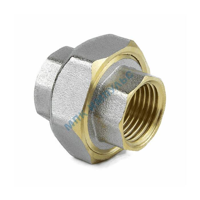 Соединитель латунь никель американка Ду 15 (1/2") прямой ВР/ВР 9012 ГОСТ 32585-2013 Aquasfera 9012-01 — изображение 3