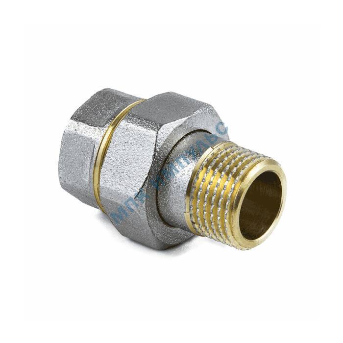 Соединитель латунь никель американка Ду 40 (1 1/2") прямой ВР/НР 9013 ГОСТ 32585-2013 Aquasfera 9013-05 — изображение 3