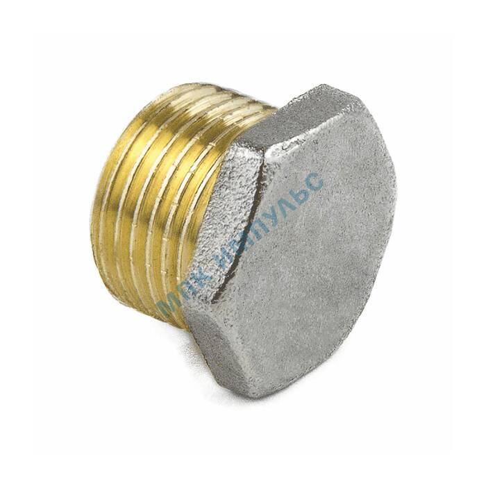 Заглушка латунь никель Ду 15 (1/2") НР 9017 ГОСТ 32585-2013 Aquasfera 9017-01 — изображение 5