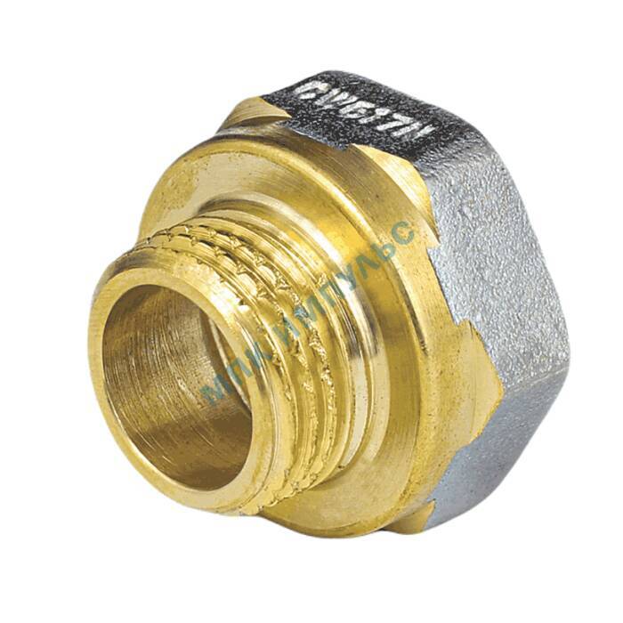 Переход латунь никель реборда Ду 32х15 (1 1/4"х1/2") ВР/НР 9021 ГОСТ 32585-2013 Aquasfera 9021-04 — изображение 2