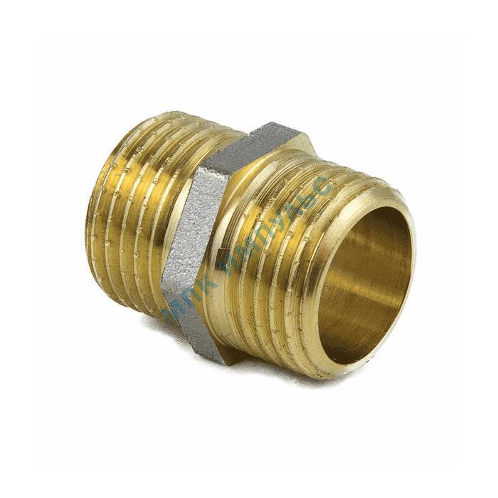 Ниппель латунь никель Ду 25 (1") НР 9022 ГОСТ 32585-2013 Aquasfera 9022-03 — изображение 3