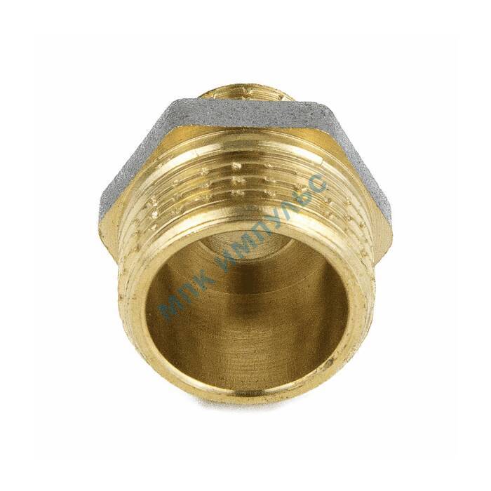 Ниппель латунь никель переходной Ду 40х32 (1 1/2"х1 1/4") НР 9023 ГОСТ 32585-2013 Aquasfera 9023-11 — изображение 4