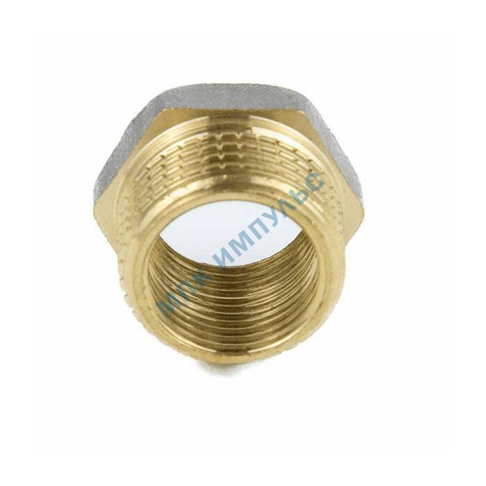 Футорка латунь никель Ду 20х15 (3/4"х1/2") НР/ВР 9024 ГОСТ 32585-2013 Aquasfera 9024-02 — изображение 4