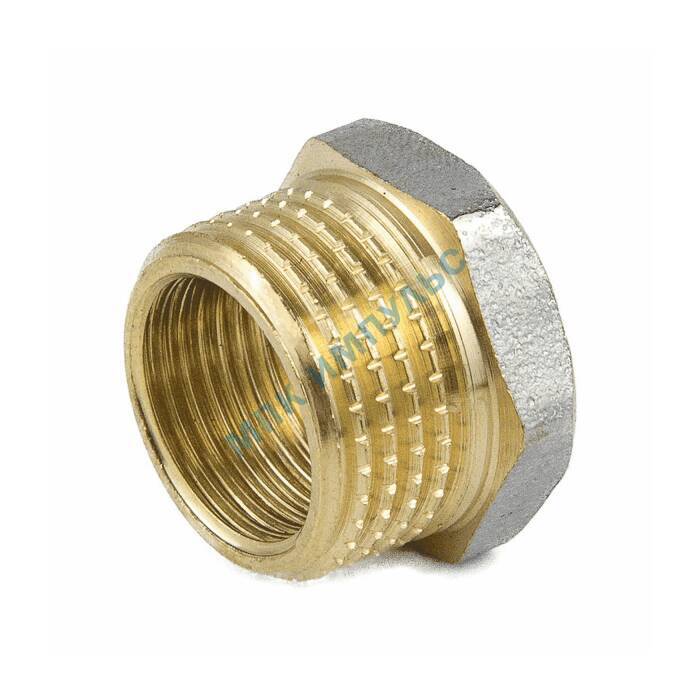 Футорка латунь никель Ду 40х25 (1 1/2"х1") НР/ВР 9024 ГОСТ 32585-2013 Aquasfera 9024-09 — изображение 5