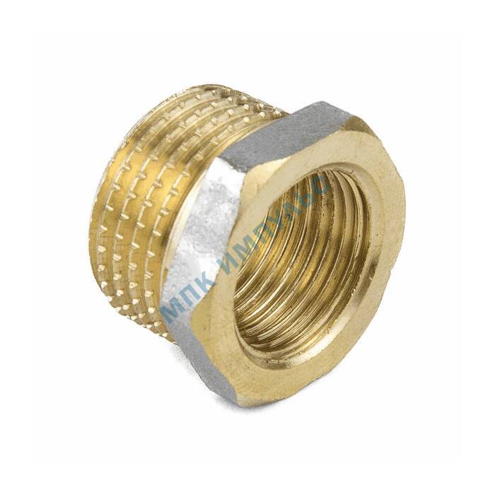 Футорка латунь никель Ду 20х15 (3/4"х1/2") НР/ВР 9024 ГОСТ 32585-2013 Aquasfera 9024-02 — изображение 7