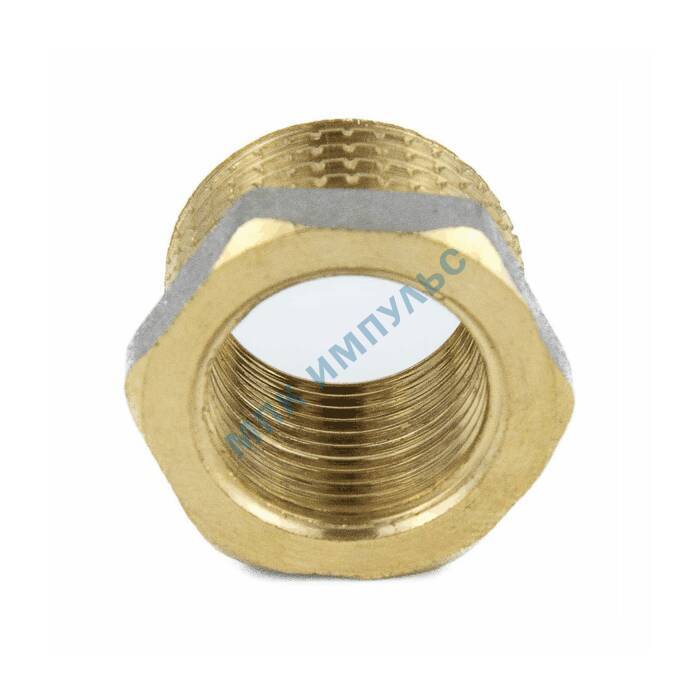 Футорка латунь никель Ду 20х15 (3/4"х1/2") НР/ВР 9024 ГОСТ 32585-2013 Aquasfera 9024-02 — изображение 8