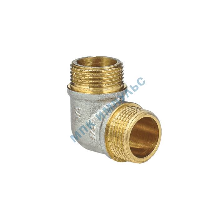 Угольник латунь никель реборда Ду 25 (1") НР/НР 9005 ГОСТ 32585-2013 Aquasfera 9005-03 — изображение 3
