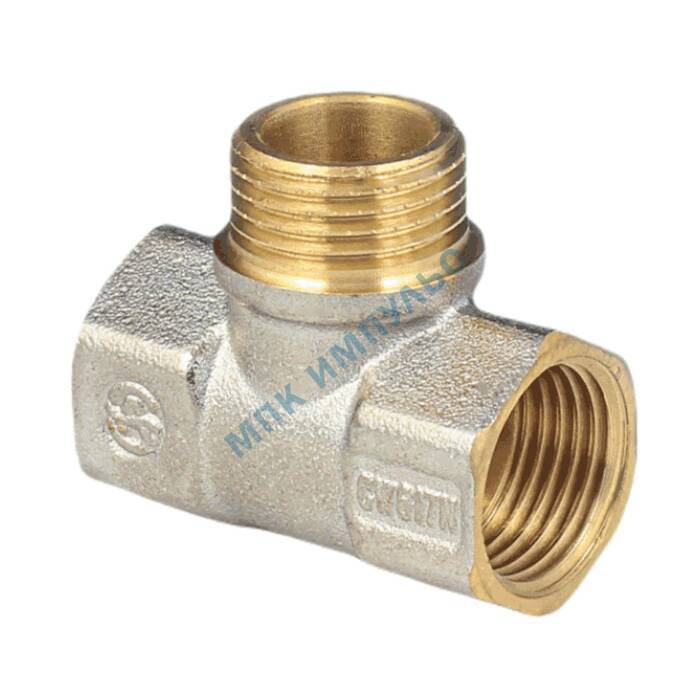 Тройник латунь никель Ду 15 (1/2") ВР/НР/ВР 9009 ГОСТ 32585-2013 Aquasfera 9009-01 — изображение 3