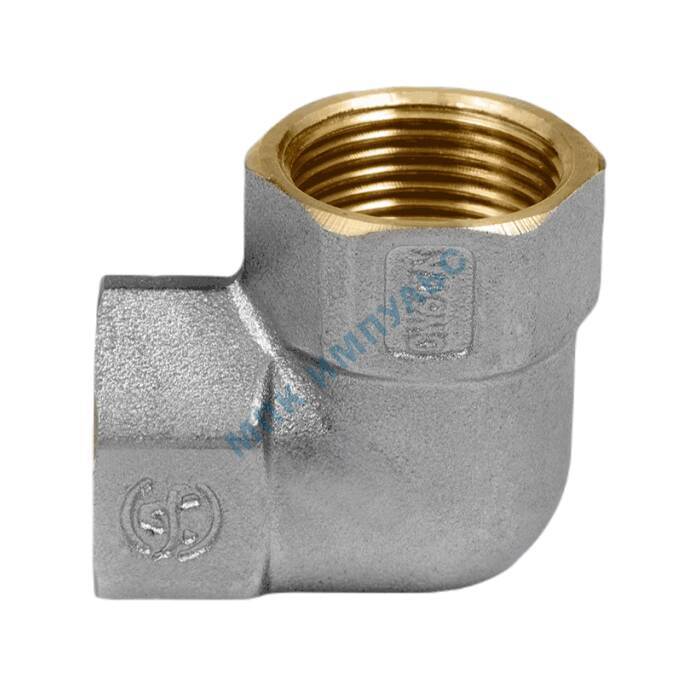 Угольник латунь никель Ду 32 (1 1/4") ВР/ВР 9001 ГОСТ 32585-2013 Aquasfera 9001-04 — изображение 3
