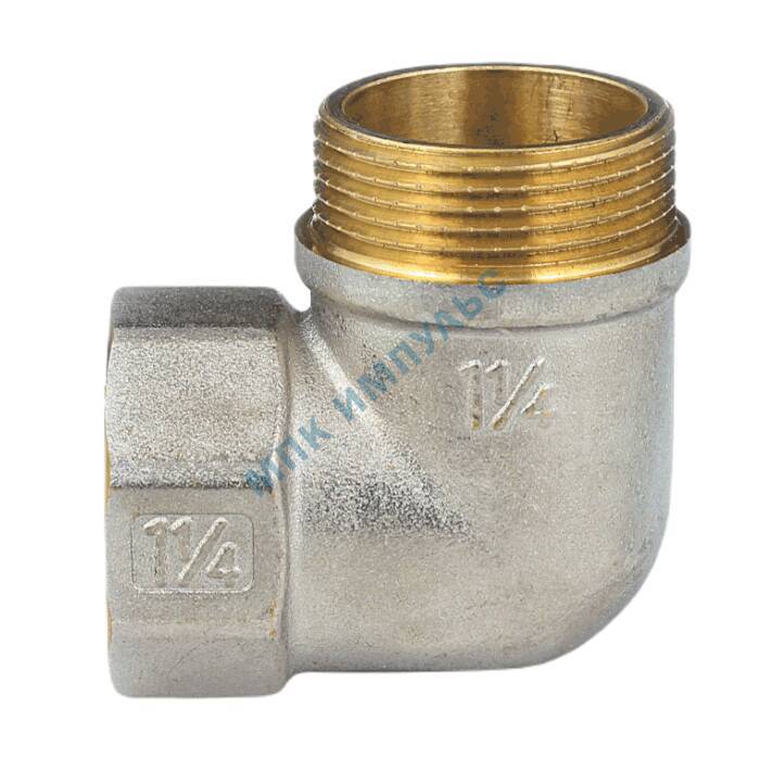 Угольник латунь никель реборда Ду 40 (1 1/2") ВР/НР 9006 ГОСТ 32585-2013 Aquasfera 9006-05 — изображение 6