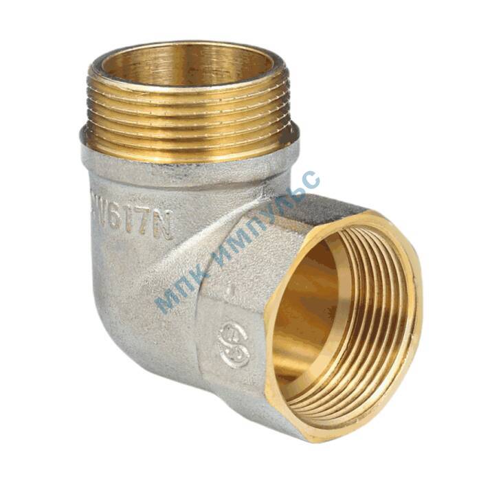 Угольник латунь никель реборда Ду 40 (1 1/2") ВР/НР 9006 ГОСТ 32585-2013 Aquasfera 9006-05 — изображение 7