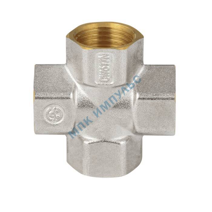 Крест латунь никель Ду 20 (3/4") ВР/ВР 9011 ГОСТ 32585-2013 Aquasfera 9011-02 — изображение 5