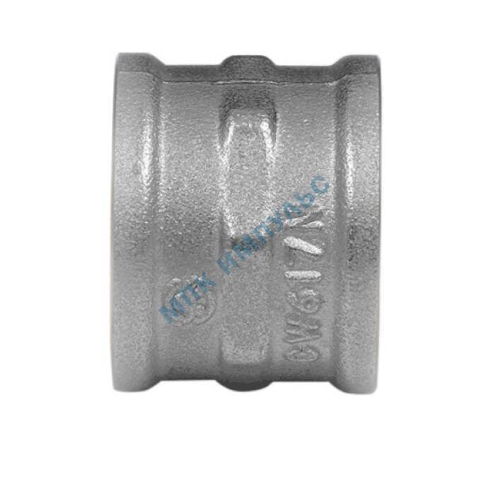 Муфта латунь никель Ду 32 (1 1/4") ВР/ВР 9018 ГОСТ 32585-2013 Aquasfera 9018-04 — изображение 3