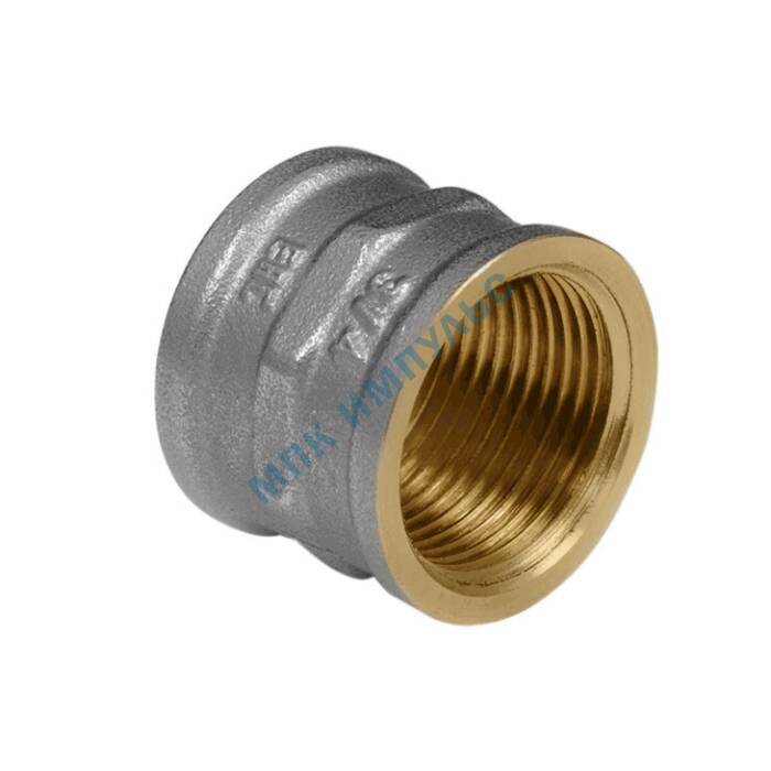 Муфта латунь никель Ду 32 (1 1/4") ВР/ВР 9018 ГОСТ 32585-2013 Aquasfera 9018-04 — изображение 5