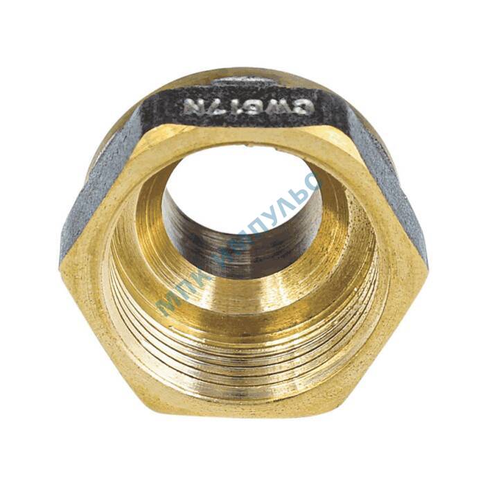 Переход латунь никель реборда Ду 32х15 (1 1/4"х1/2") ВР/НР 9021 ГОСТ 32585-2013 Aquasfera 9021-04 — изображение 3