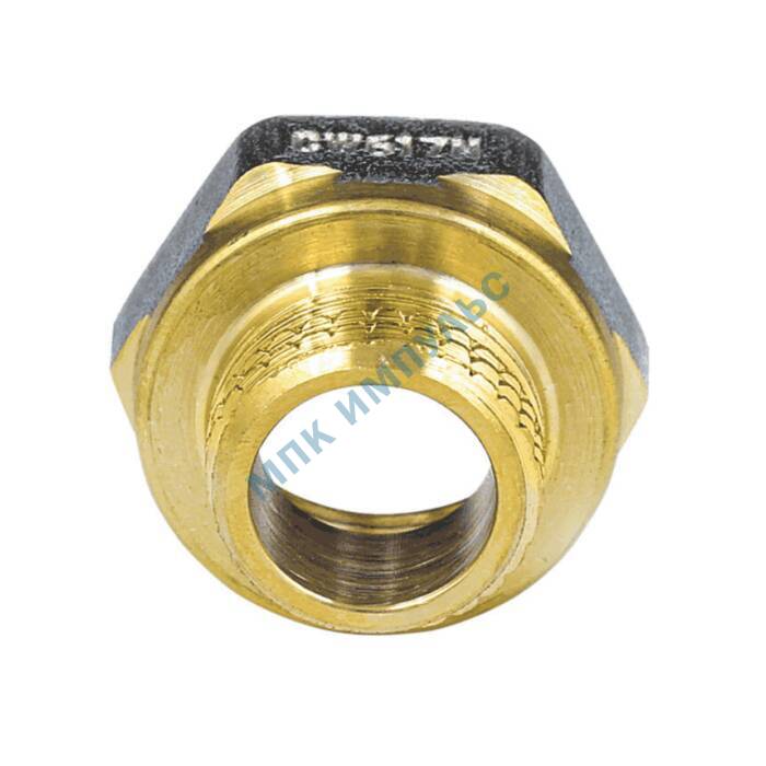 Переход латунь никель реборда Ду 32х15 (1 1/4"х1/2") ВР/НР 9021 ГОСТ 32585-2013 Aquasfera 9021-04 — изображение 6