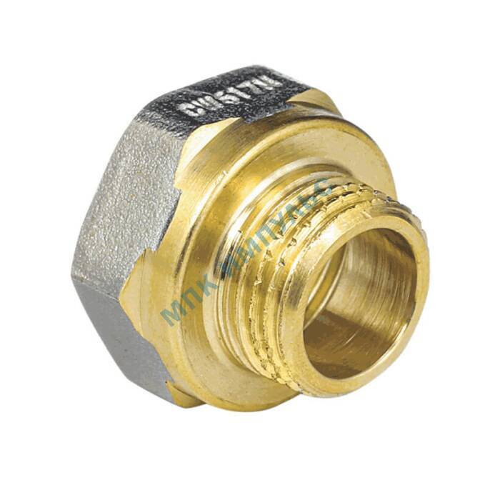 Переход латунь никель реборда Ду 40х32 (1 1/2"х1 1/4") ВР/НР 9021 ГОСТ 32585-2013 Aquasfera 9021-09 — изображение 7