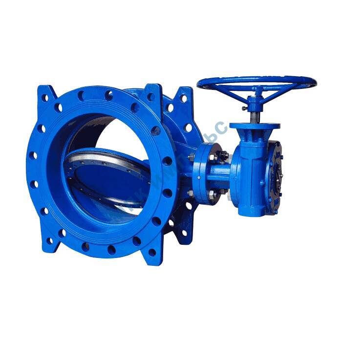 Затвор дисковый поворотный двухэксцентриковый чугун Ду 800 Ру10 фл с редуктором диск чугун манжета EPDM Benarmo — изображение 2