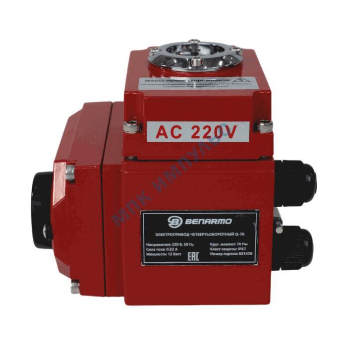 Электропривод четвертьоборотный QB-030 F03/F05/F07 11х11/9х9 квадрат 220В IP67 Benarmo — изображение 3