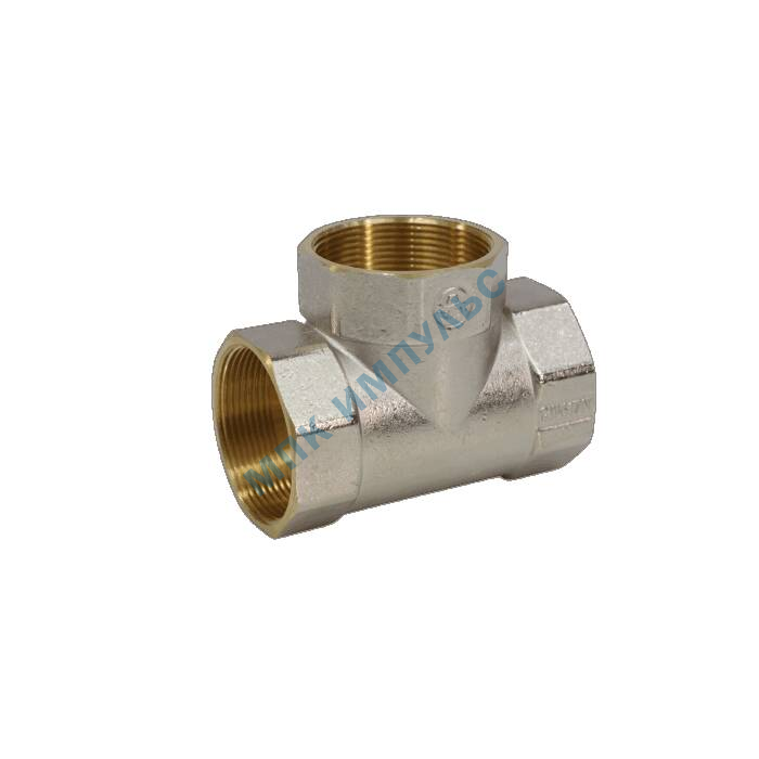 Тройник латунь никель Ду 15 (1/2") ВР/ВР 9007 ГОСТ 32585-2013 Aquasfera 9007-01 — изображение 2