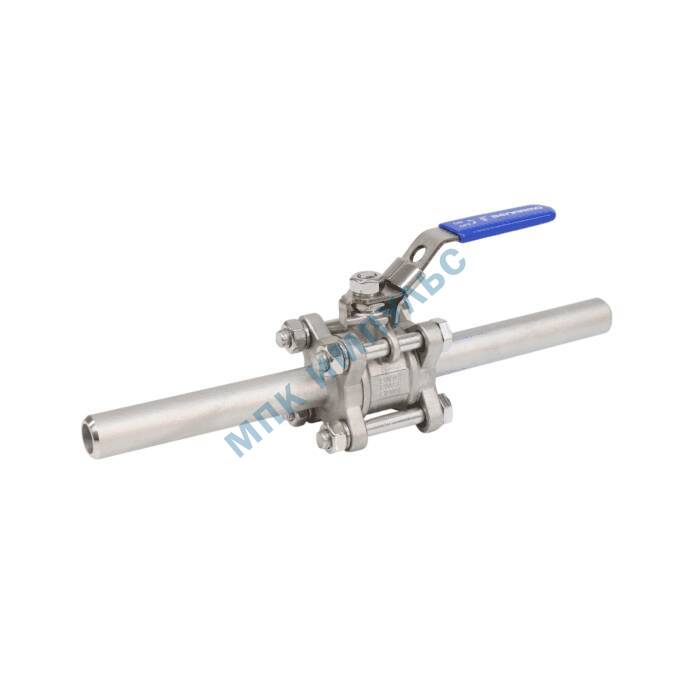 Кран шаровой нерж SS316 4210H трёхсоставной Ду 40 Ру63 п/привар полнопроходной Benarmo — изображение 2