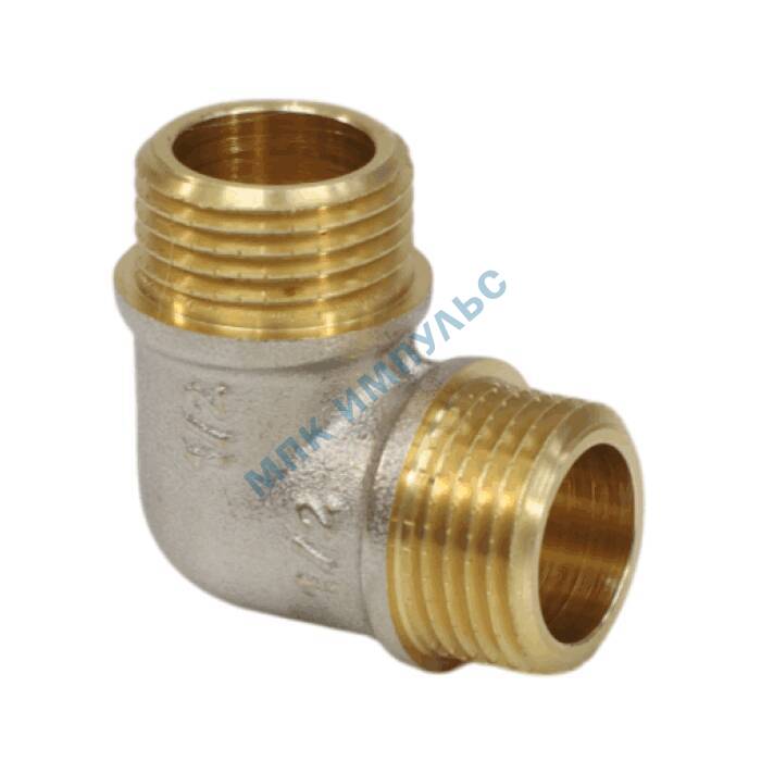 Угольник латунь никель Ду 15 (1/2") НР/НР 9003 ГОСТ 32585-2013 Aquasfera 9003-01 — изображение 4