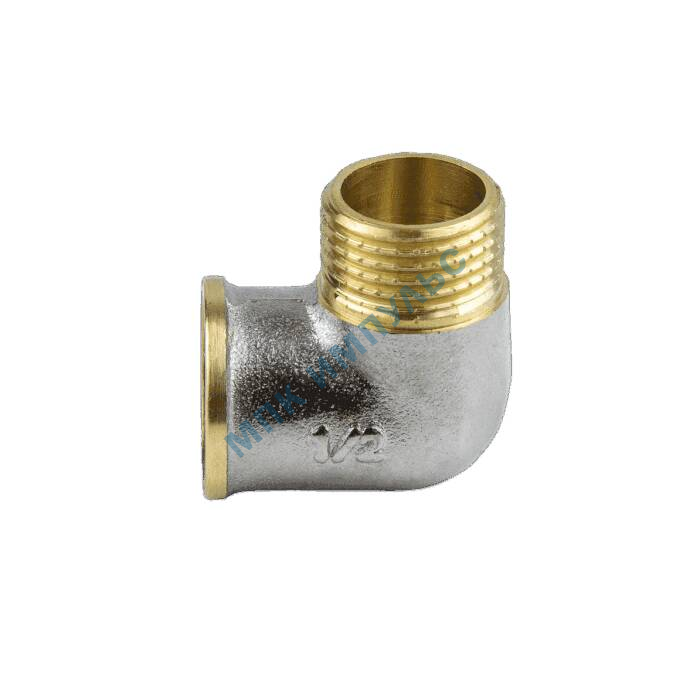 Угольник латунь никель Ду 15 (1/2") ВР/НР 9002 ГОСТ 32585-2013 Aquasfera 9002-01 — изображение 3