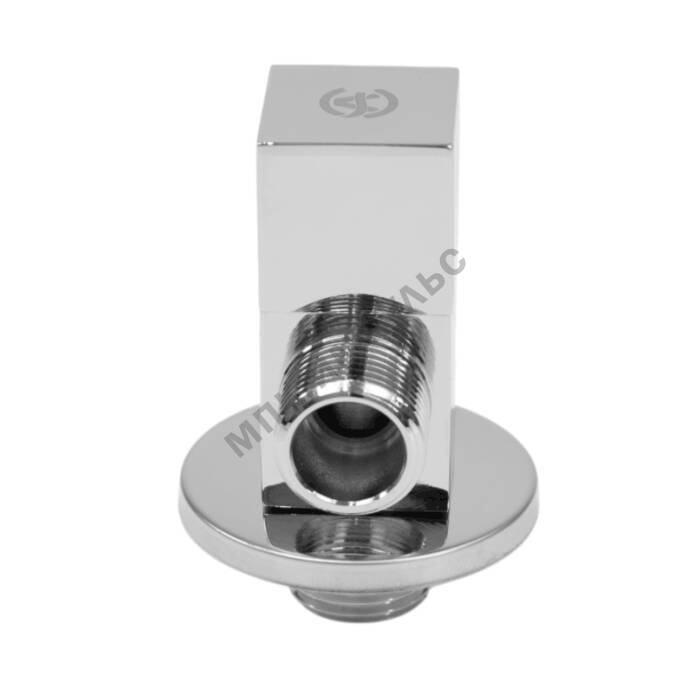 Клапан (вентиль) латунь бытовой хром угловой с отражателем 1078 G1/2"х3/8" Ру16 НР маховик квадратный Aquasfera 1078-03 — изображение 4