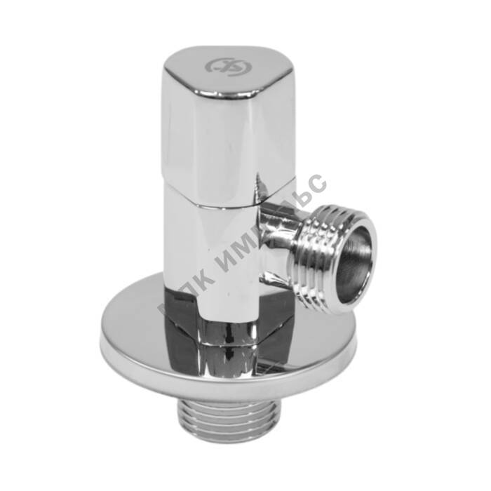 Клапан (вентиль) латунь бытовой хром угловой с отражателем 1079 G1/2"х3/8" Ру16 НР маховик октагон Aquasfera 1079-03 — изображение 3