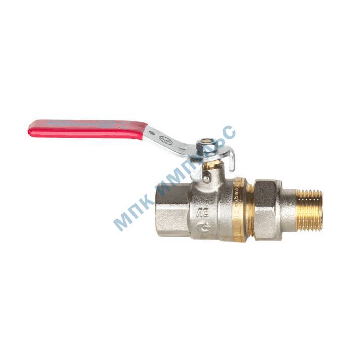 Кран шаровой латунь никель 1006 Euro Ду 15 Ру40 ВР/"американка" полнопроходной рычаг красный Aquasfera 1006-01 — изображение 3