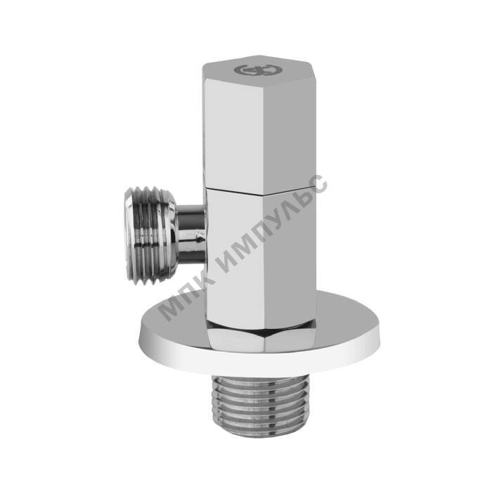 Клапан (вентиль) латунь бытовой хром угловой с отражателем 1077 G1/2"х3/4" Ру16 НР маховик гексагон Aquasfera 1077-02 — изображение 3