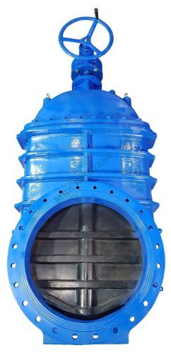 Задвижка чугун 30ч539р аналог МЗВ обрезиненный клин EPDM Ду 1200 Ру10 Тмакс=80C фл с редуктором RMCX — изображение 2