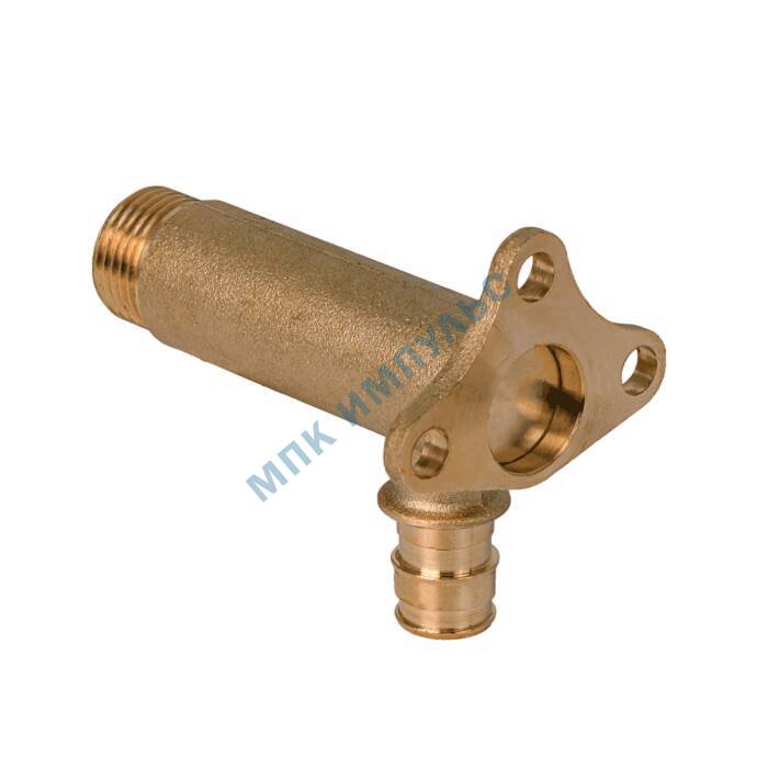 Водорозетка для PE-X труб радиальная латунь Дн 16х1/2" НР L=83мм с фланцем РОС — изображение 3