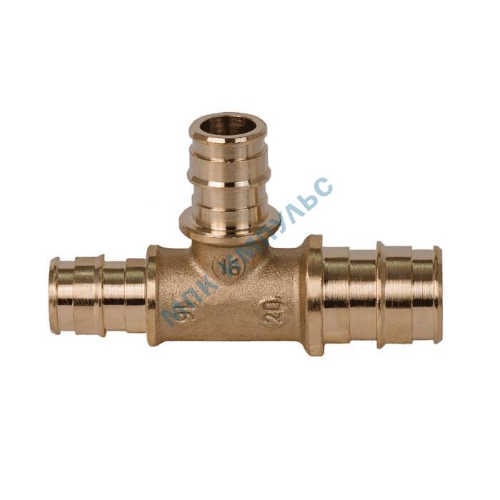 Тройник для PE-X труб радиальный латунь Дн 25х20х20 переходной РОС — изображение 3