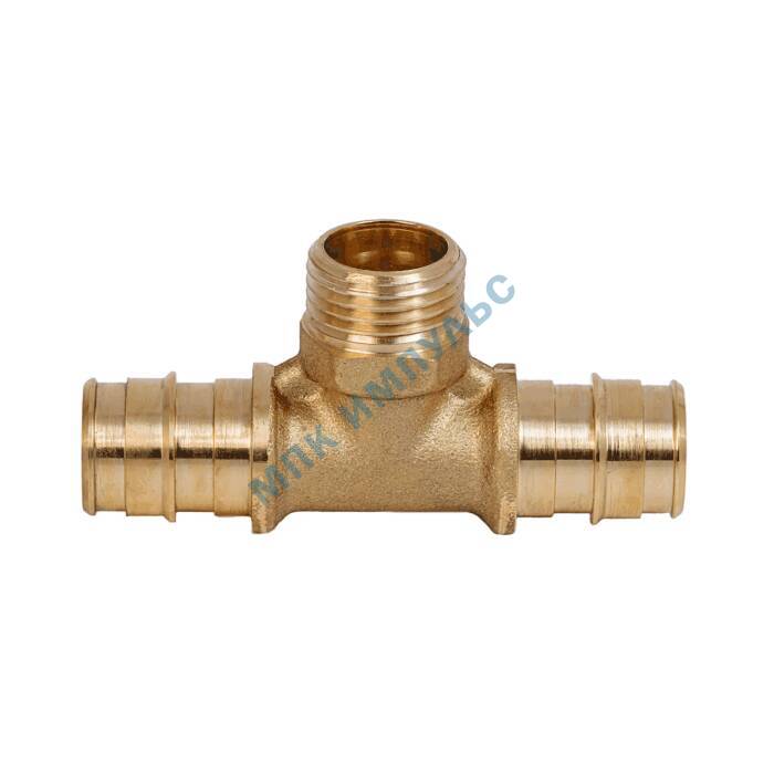 Тройник для PE-X труб радиальный латунь Дн 20х1/2"х20 НР РОС — изображение 4