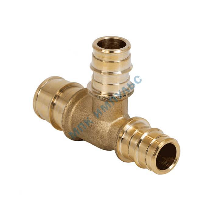 Тройник для PE-X труб радиальный латунь Дн 25х20х20 переходной РОС — изображение 5