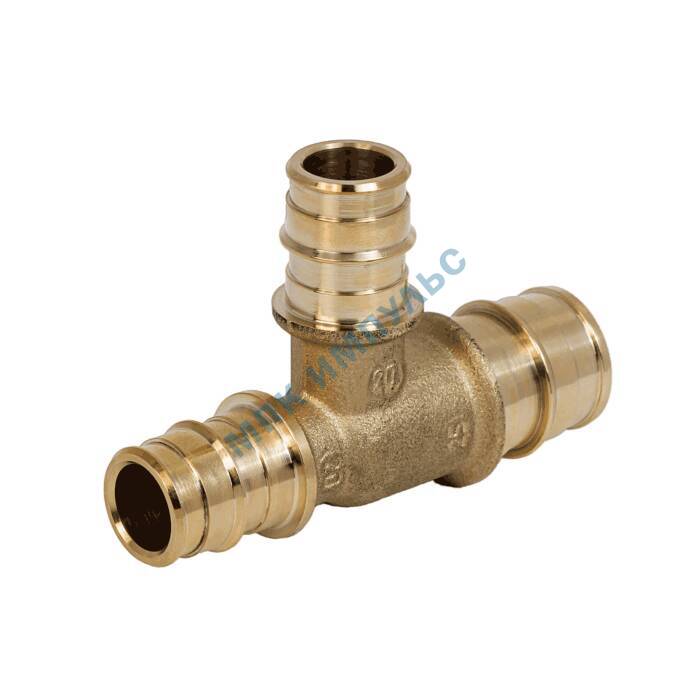 Тройник для PE-X труб радиальный латунь Дн 25х20х20 переходной РОС — изображение 6