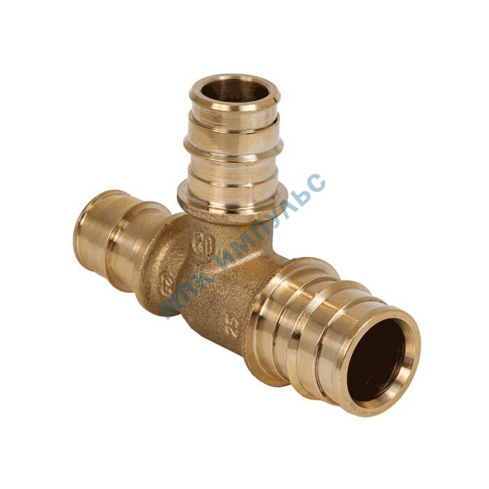 Тройник для PE-X труб радиальный латунь Дн 25х20х20 переходной РОС — изображение 8