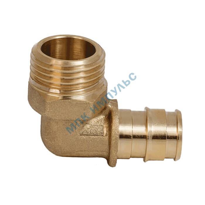 Угольник для PE-X труб радиальный латунь Дн 20х1/2" НР РОС — изображение 4