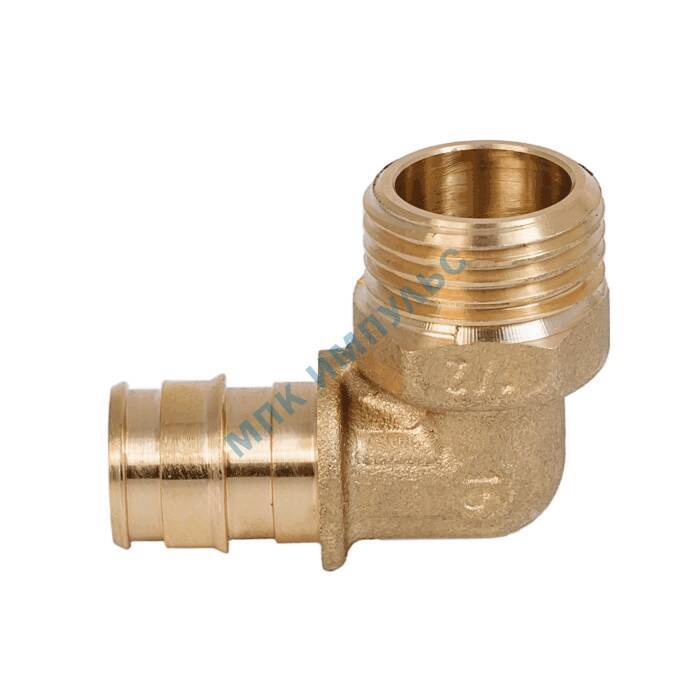 Угольник для PE-X труб радиальный латунь Дн 16х1/2" НР РОС — изображение 5