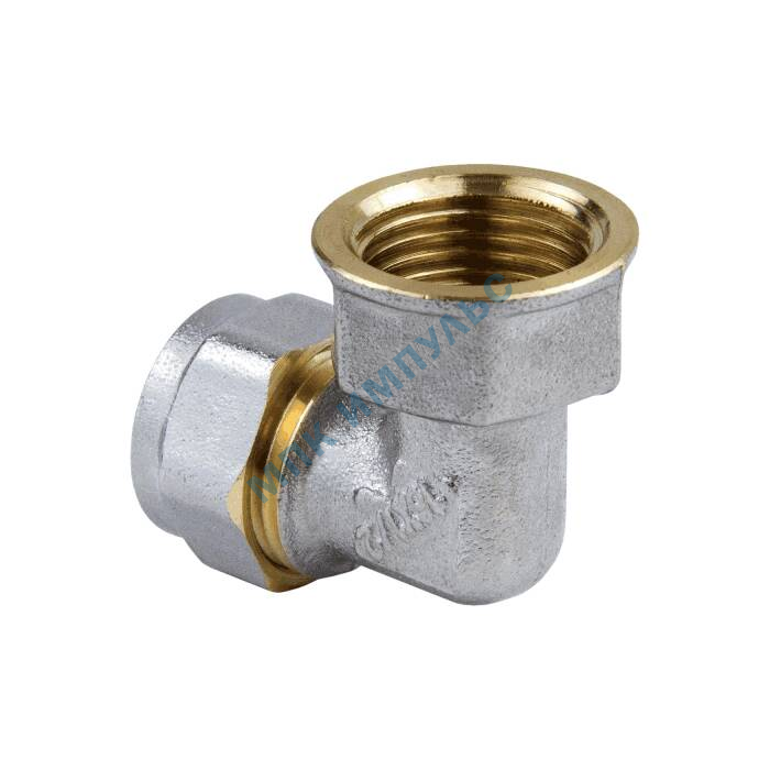 Угольник МП латунь никель обжим Дн 26х1"х90гр ВР ГОСТ 32415-2013 7007 Aquasfera 7007-06 . — изображение 3