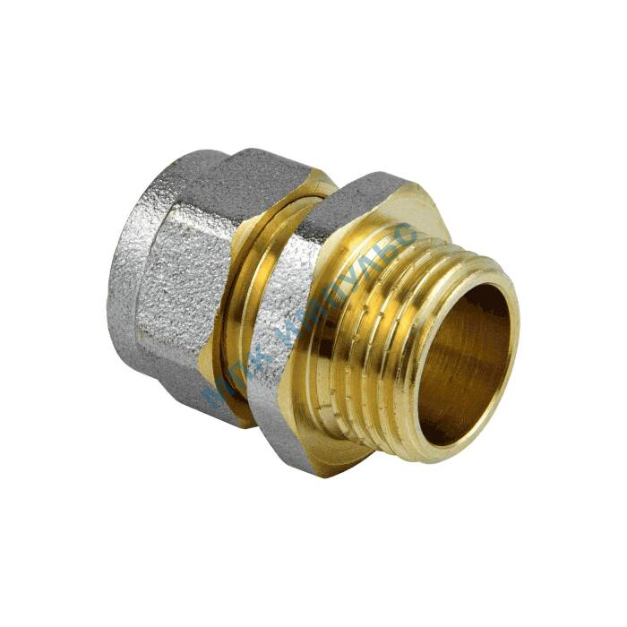 Муфта МП латунь никель обжим Дн 20х3/4" НР ГОСТ 32415-2013 7001 Aquasfera 7001-04 — изображение 4