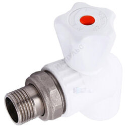 Кран шаровой PP-R белый Дн 25х1/2" НР угловой для радиатора VALFEX 10148125