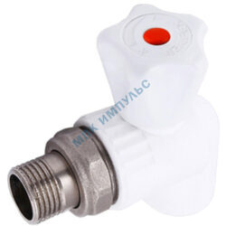 Кран шаровой PP-R белый Дн 20х1/2" НР угловой для радиатора VALFEX 10148020