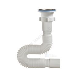 Сифон для умывальника гофрированный 1 1/2"x40/50 выпуск с нержавеющей решёткой Эконом Орио Е-3015
