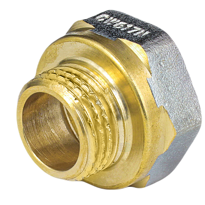 Переход латунь никель реборда Ду 40х32 (1 1/2"х1 1/4") ВР/НР 9021 ГОСТ 32585-2013 Aquasfera 9021-09