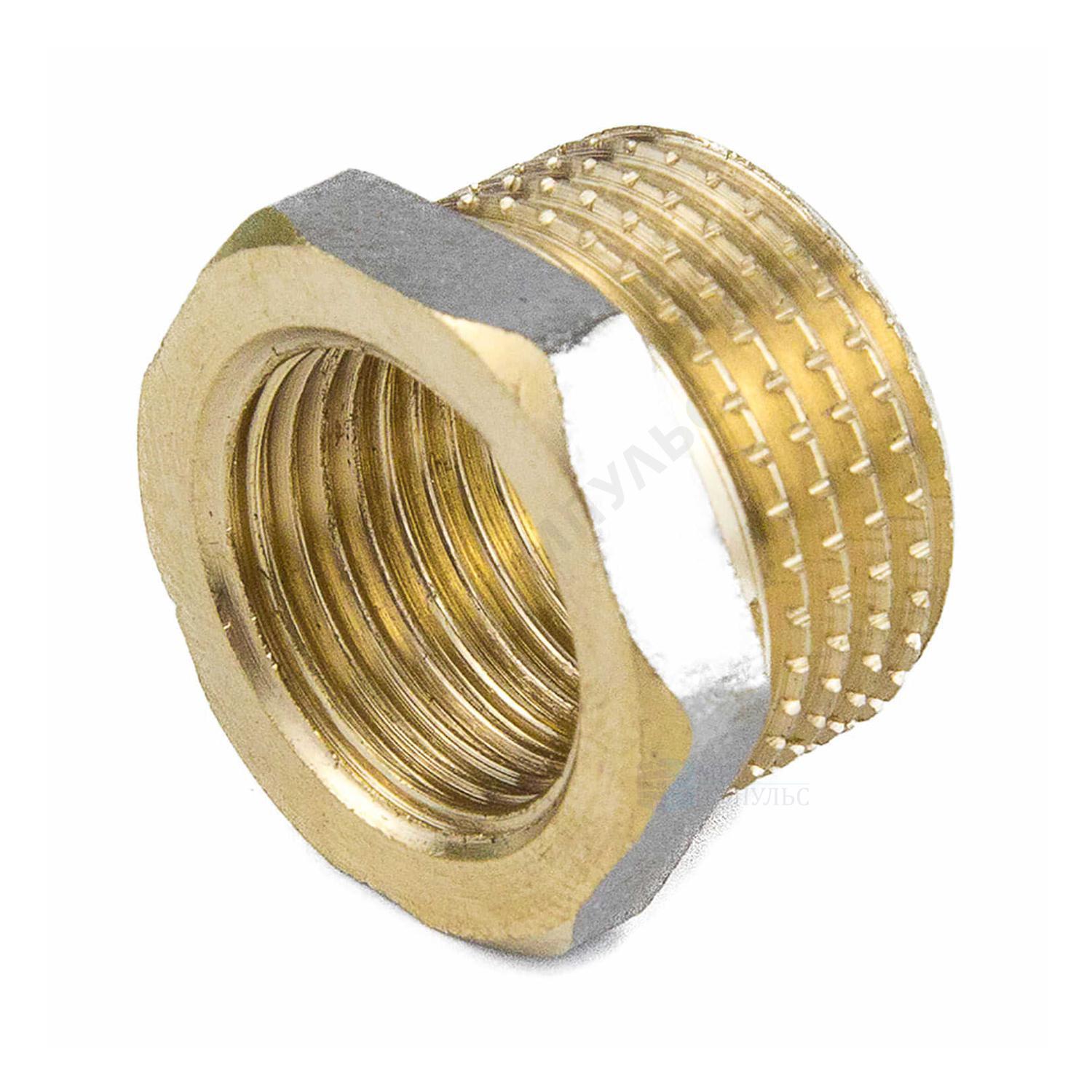 Футорка латунь никель Ду 32х20 (1 1/4"х3/4") НР/ВР 9024 ГОСТ 32585-2013 Aquasfera 9024-06 — изображение 10